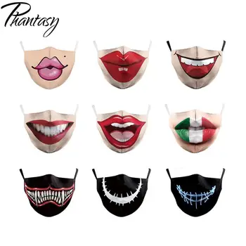 

Phantasy Fashion Reusable Protective Anti Dust Face Mask Reusable Mouth-muffle Funny Cartoon Printing Unisex Half Mouth Mask