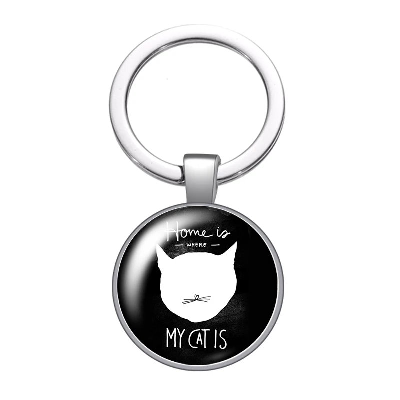 Love Cat pet footprints собаки стеклянный выпуклый брелок сумка автомобильный брелок кольцо держатель подвески Серебристые брелоки для мужчин и женщин Подарки - Цвет: ZB1031-07