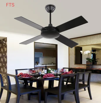 

Black No Light Ceiling Fan Living Room Dining Wooden Leaf Ceiling Fan Commercial Remote Control Electric Fan Light