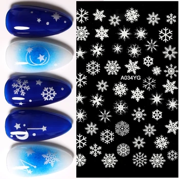 

1 Sheet Snowflake Design 3D Stickers Flowers Leaves Nail Art Stickers Black Image Transfer Stickers For Nails