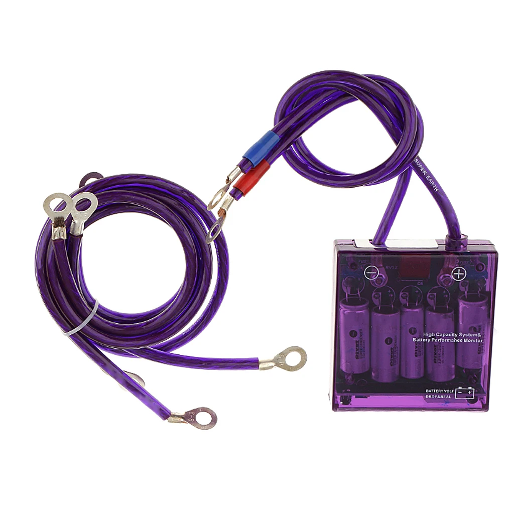 Car Vehicles Fuel Saver Grounding Voltage Stabilizer Regulator Kits - Purple