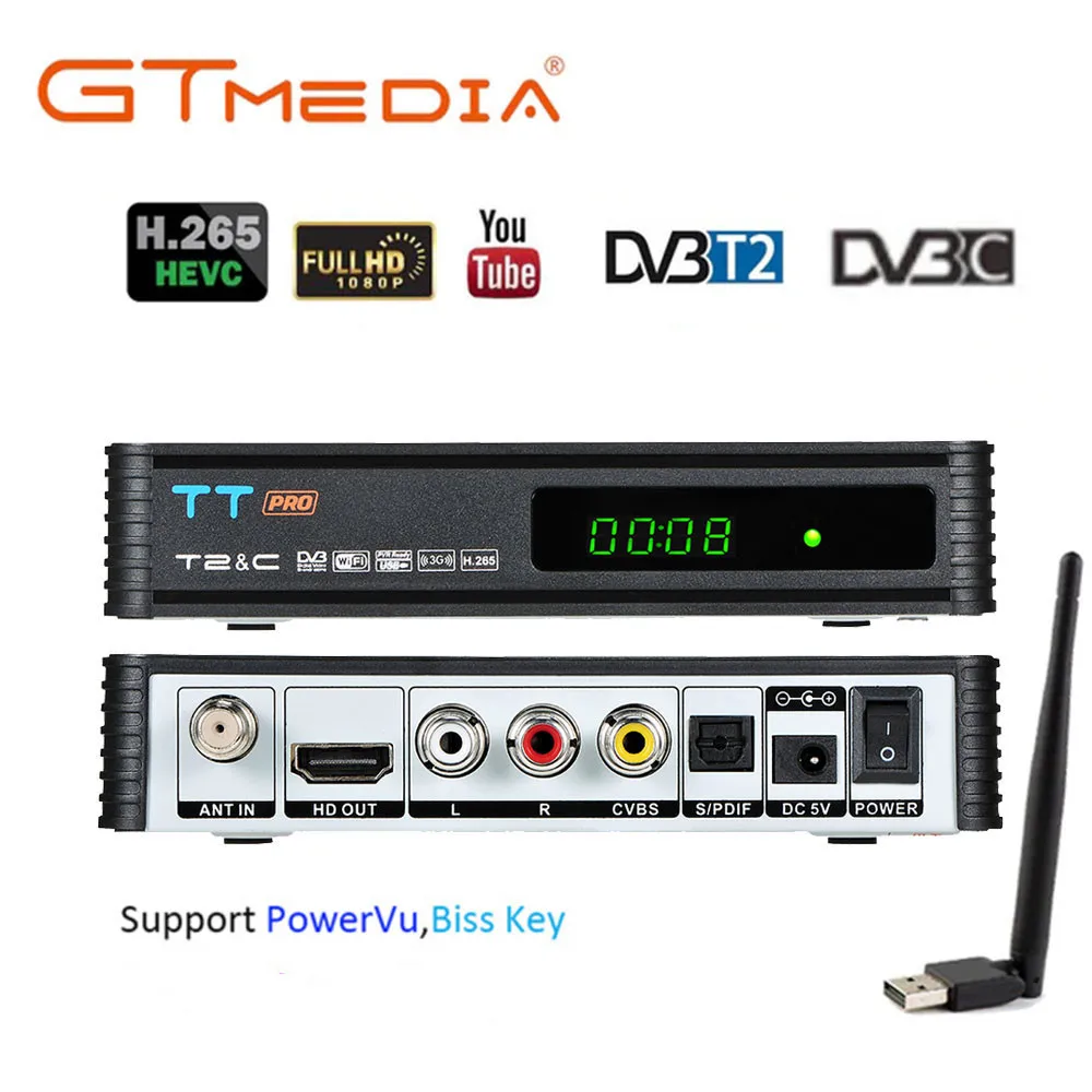 GTMEDIA TT PRO Россия DVB T2/T наземный ТВ приемник приемный тюнер комбо wifi T2 H.265 C приставка