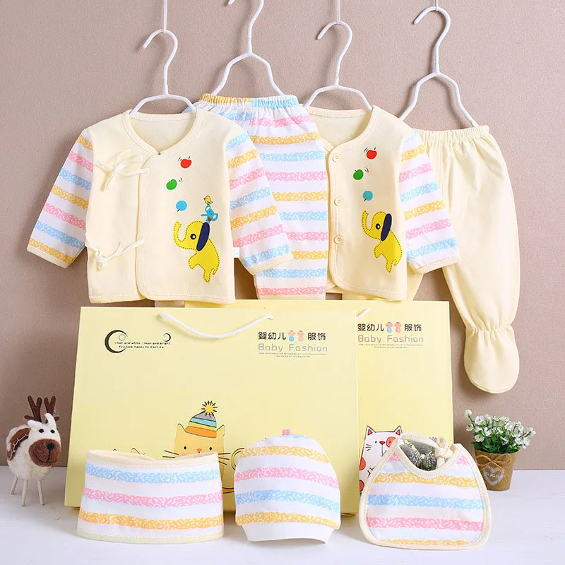 03-Yellow 7 шт./компл. Одежда для новорожденных, комплект одежды для малышей хлопковые вещи для маленьких мальчиков и девочек, осенняя одежда для новорожденных, Набор подарочных коробок - Цвет: 03-Yellow