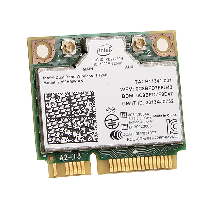 Двухдиапазонный беспроводной-N 7260HMW PCIE WiFi адаптер Intel 7260 7260HMW 2,4 ГГц/5 ГГц 300 Мбит/с Wlan Wi-Fi Bluetooth 4,0 сетевая карта