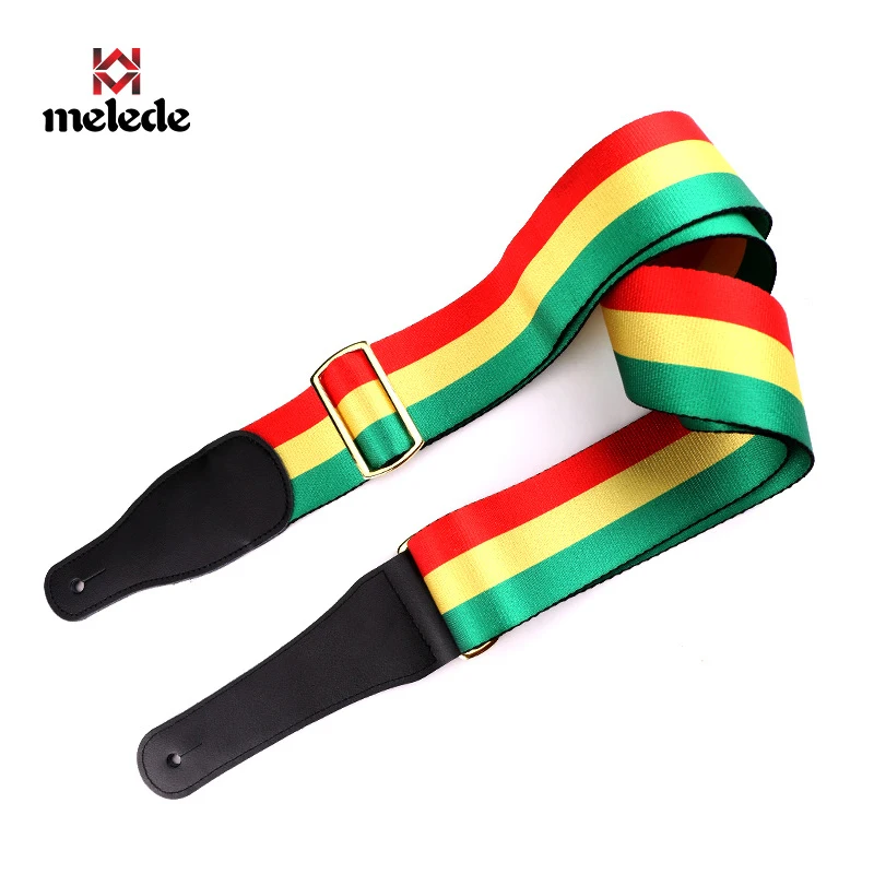 Color Cotton Guitar Straps Flag Style Widened Thick Leather Head Guitar