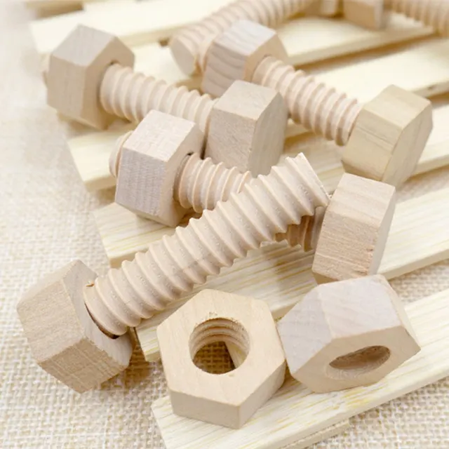 Early Education Educational Screw Nut Assembling Wooden Toy Solid Wood Screw Nut Hands-On Teaching Aid Educational Toy For Child 3