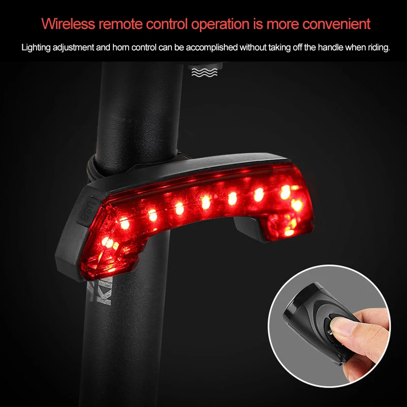 Clearance Intelligent USB Bike Rear Light Wireless Remote Control Turn Signal Bicycle Taillight with Bike Horn 5