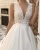 Wedding Dress Ball V-Neck Tank Button Lace Appliques Sequined Beads Satin Floor Length Sweep Train Bridal Gown Vestido De Novia #3