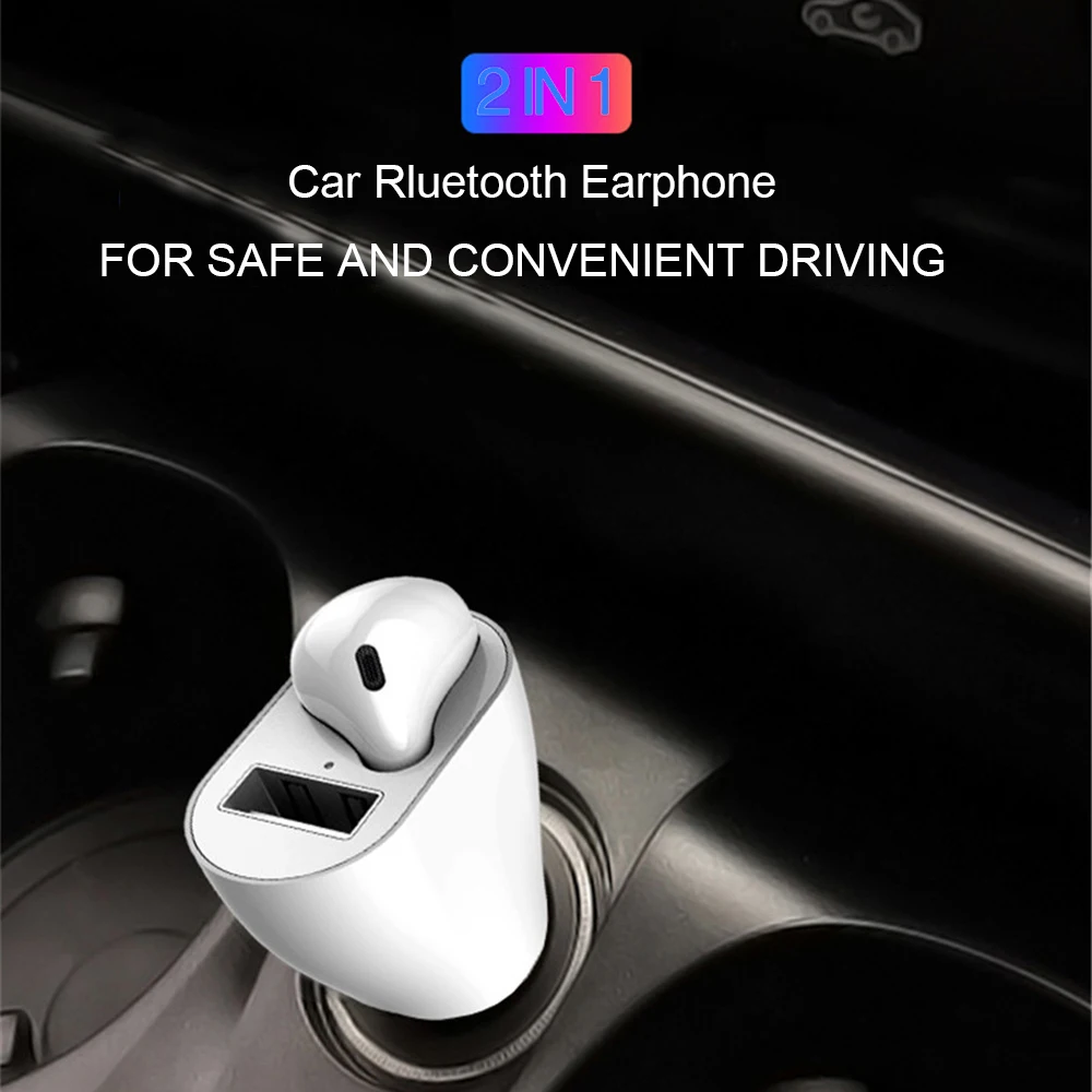 Прикуриватель для USB автомобиля Bluetooth зарядное устройство Ремень гарнитура Беспроводные наушники для iphone samsung huawei и смартфонов