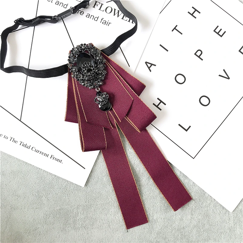 Ribbon Bowtie Мужской женский галстук-бабочка из ленты, винтажный эластичный ремешок, сплав, стразы, Бабочка, свадебные, Клубные, вечерние, Униформа, кристалл, галстук-бабочка - Цвет: Ribbon Bowtie