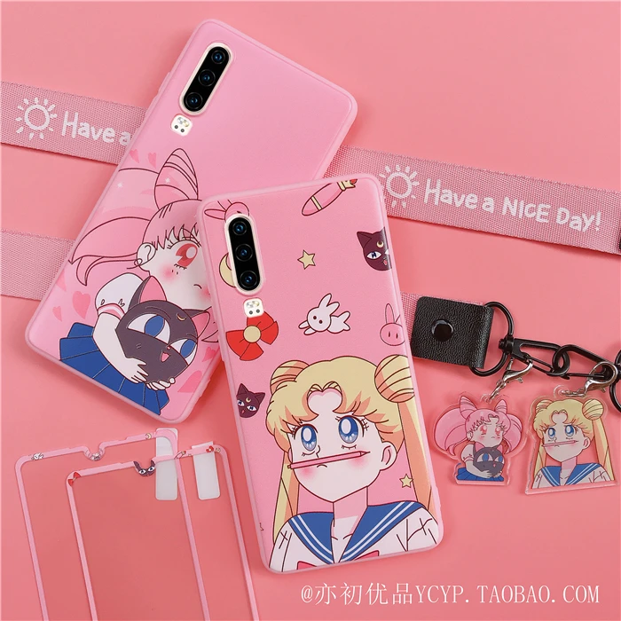 Чехол для телефона xiaomi mi9 8 sailor moon с милым мультяшным розовым рисунком для девочки xiaomi CC9E 9 8se с подвеской+ длинным ремешком