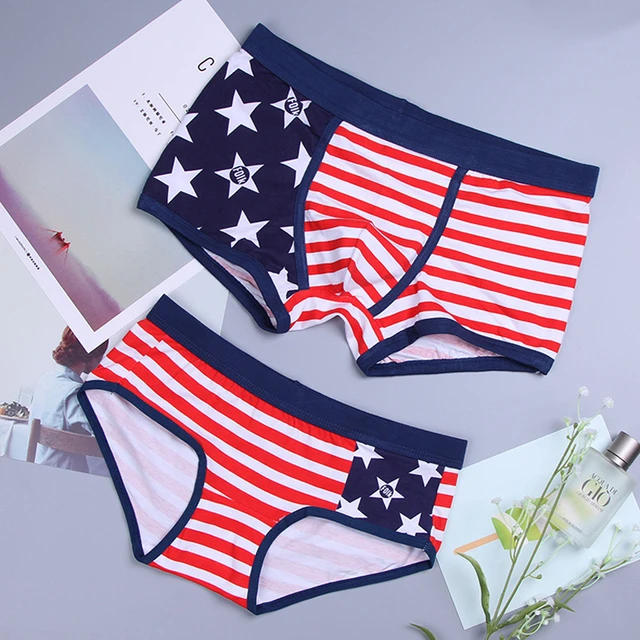 Cotton Couples Underwear Mens Boxer Sexy Shorts U Convex Pouch Flag  American Flag Striped male Breathable Lovers Underpants - AliExpress