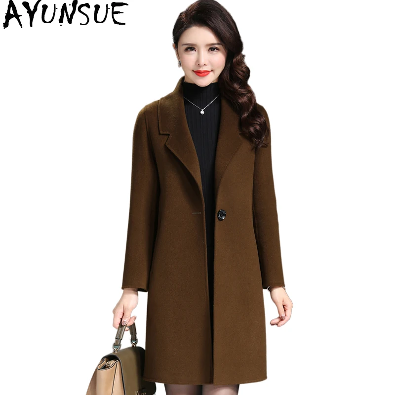 

AYUNSUE Wool Coat Female Autumn Winter Women's Coats 2020 Double-side Wool Women Jacket Overcoat chaquetas para mujer 928-67