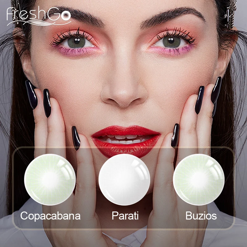 FreshGo Natural Color Contact Lenses for Eyes Rio Series Lens Gray Green Brown Cosmetic 1 Pair Yearly | Красота и здоровье
