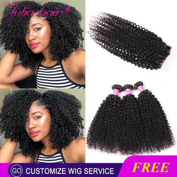 

Mongolian Kinky Curly Hair Bundles with Closure Make to Wigs Pre Plucked Small/Medium/Large Cap Julia 4x4 Lace Closure Front Wig
