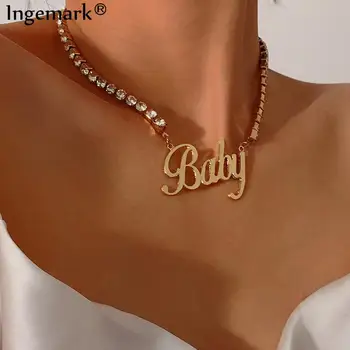 

Unique Crystal Girl Letter Pendant Necklace Collares Vintage Iced Out Rhinestone Clavicle Chain Necklaces Sexy Birthday Jewelry