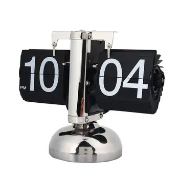 

Vintage Retro Auto Flip Digital Modern Desk Metal Stand Clock Home DIY Decor