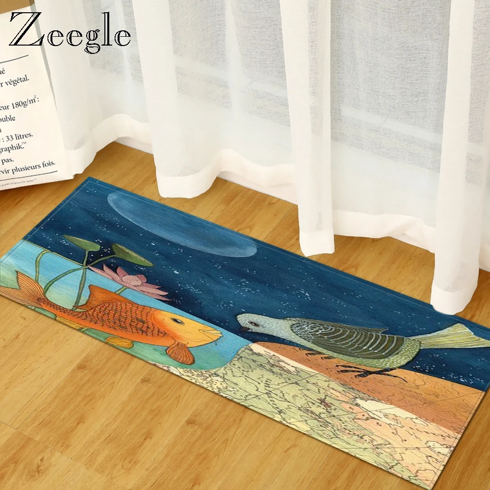 Zeegle Living Room Rug Absorbent Bathroom Mat Home Decor Carpet Dustproof Rectangle Kitchen Carpet Microfiber Mat for Hallway