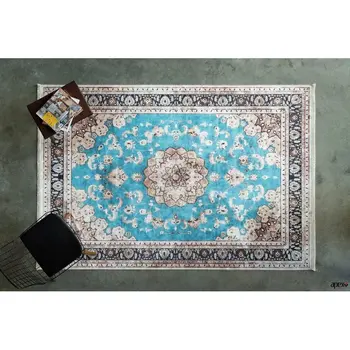 

Apex Calligrapher 5 'x 8' Microfiber Blue Area Rug