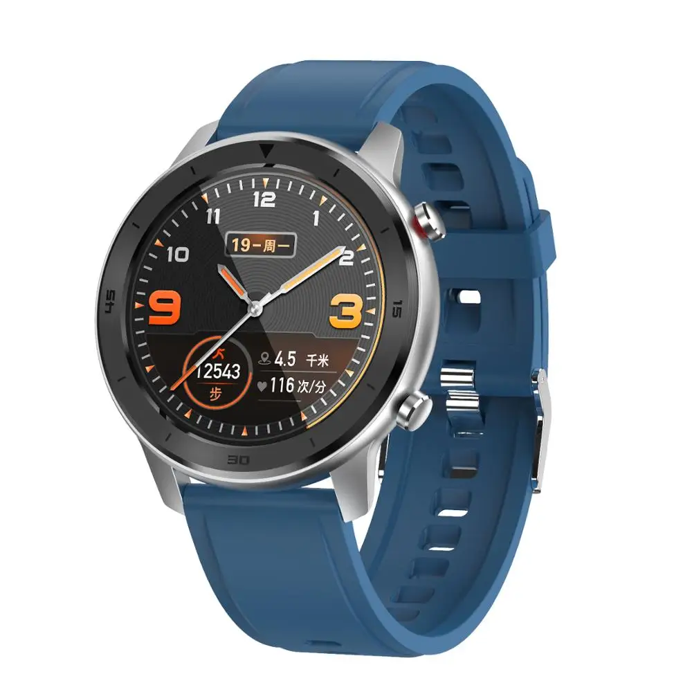 DT78 круглые Смарт-часы, умные часы, браслет, фитнес-трекер, для мужчин и женщин, водонепроницаемые часы, браслет, пульсометр - Цвет: Blue Silicone Band