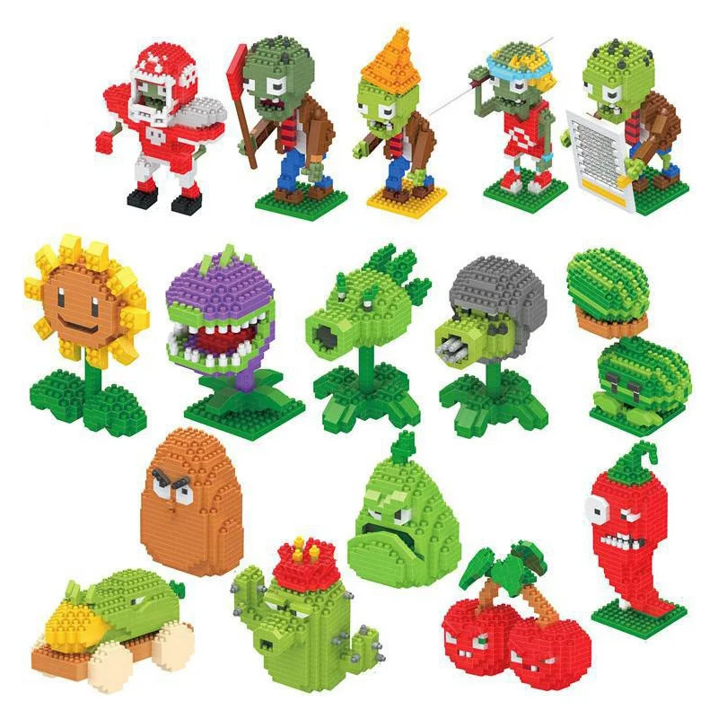 

4pcs/set Plants Vs Zombies Figures Building Blocks Action Figures Role Play Battles Learning Toys For Children Collection Toys