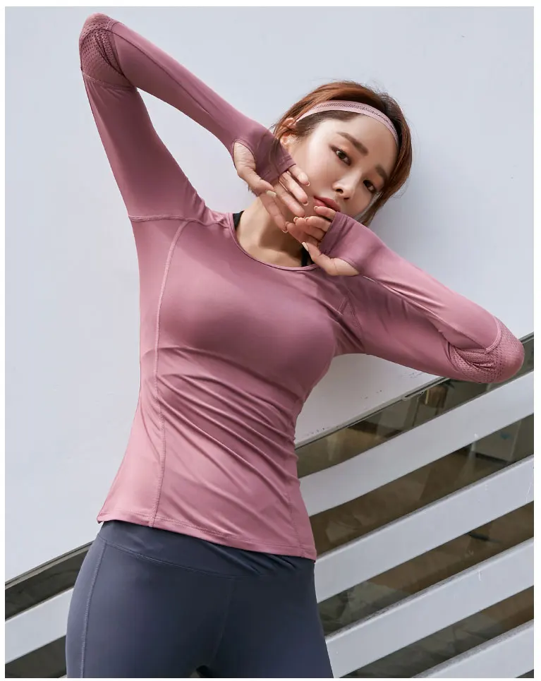 Спортивная любящая женская рубашка Йога футболка с длинным рукавом дышащая Спортивная футболка для бега одежда для фитнеса