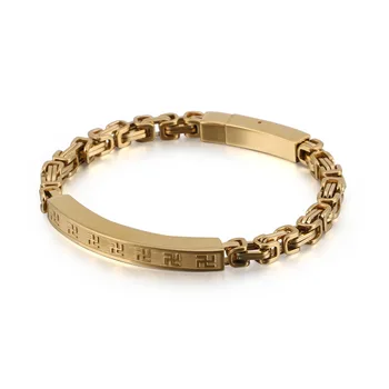 

Stainless Steel Men's Buddhist Bracelet Byzantine Titanium Steel Emperor Shaped Bracelet