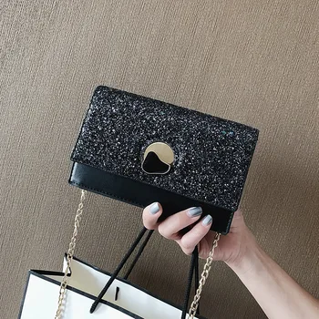 

Women's Bag Mini Bag Women's Messenger Bag Sequin Chain Fashion Lock Square Sling Bag clutches women