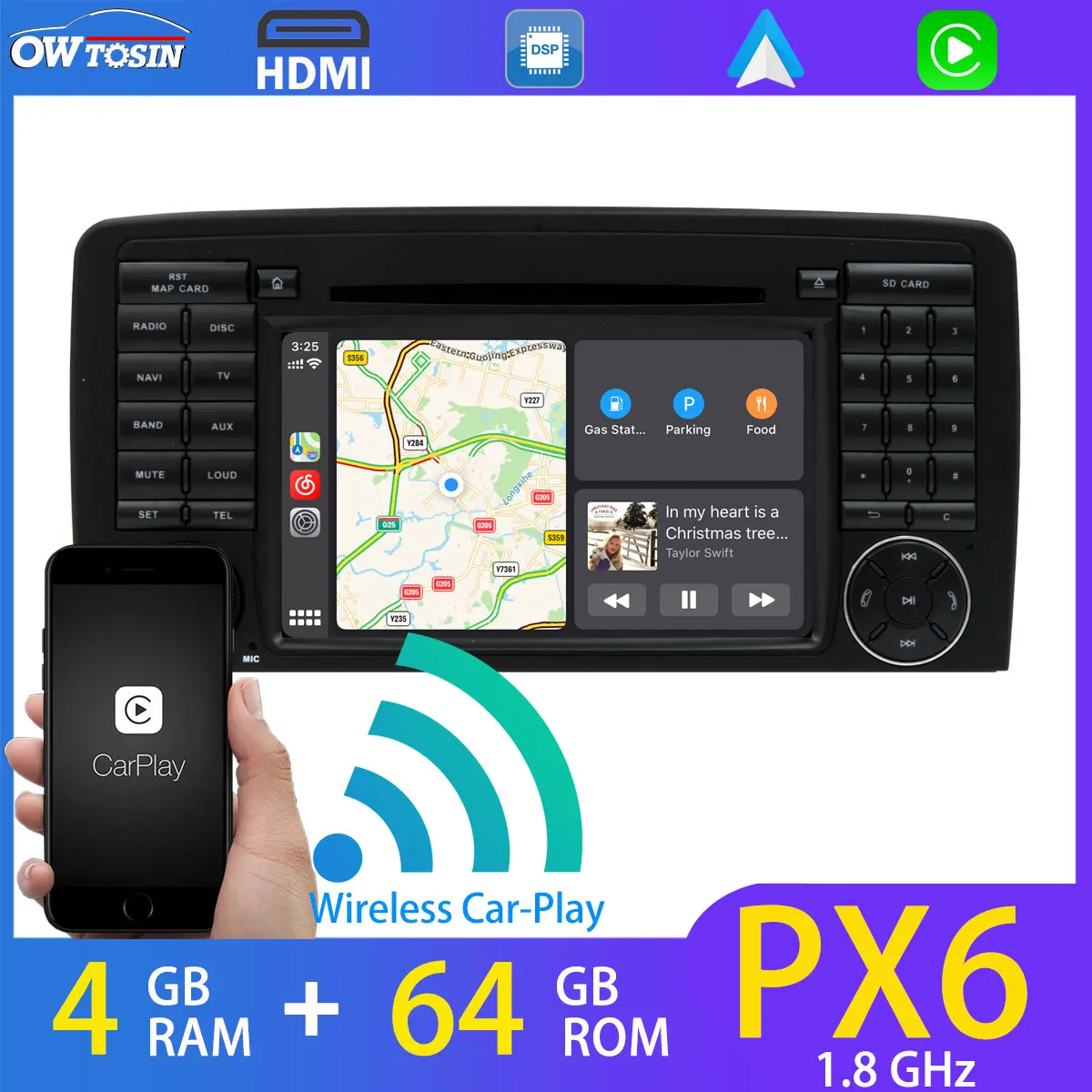 Автомобильный мультимедийный плеер PX6 7 дюймов 4 Гб ОЗУ 64 ПЗУ с GPS HDMI Bluetooth 5 0 для