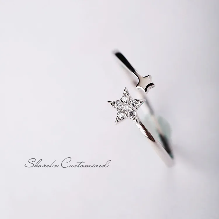 925 Sterling Silver star zircon Open Rings for Women Prevent Allergy for silver rings,silver ring