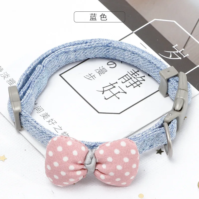 Wave Bowknot Cat Collar Adjustable Puppy Collar Lovely Pet Accessories for Cats Small Dogs