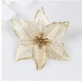 Merry Christmas 5 шт. искусственный цветок Санты с золотым краем украшения для дома украшения рождественской елки - Цвет: Gold