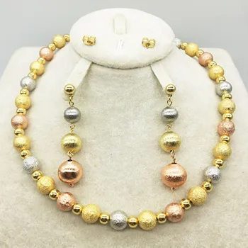 

High quality Italian gold colored jewelry for women's African bead jewelry jewelry fashion necklace earrings bracelet jewelry