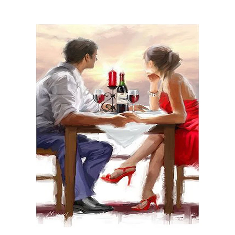 

DIY Kits Picture By Numbers Couple Oil Painting On Canvas Handmade Acrylic Paints Coloring By Number Drawing Home Decor figures