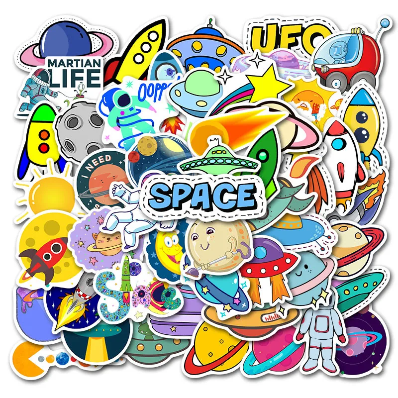 Space Alien UFO Exterior Rocket Cartoon Stickers Gifts Toys for Children DIY Toy