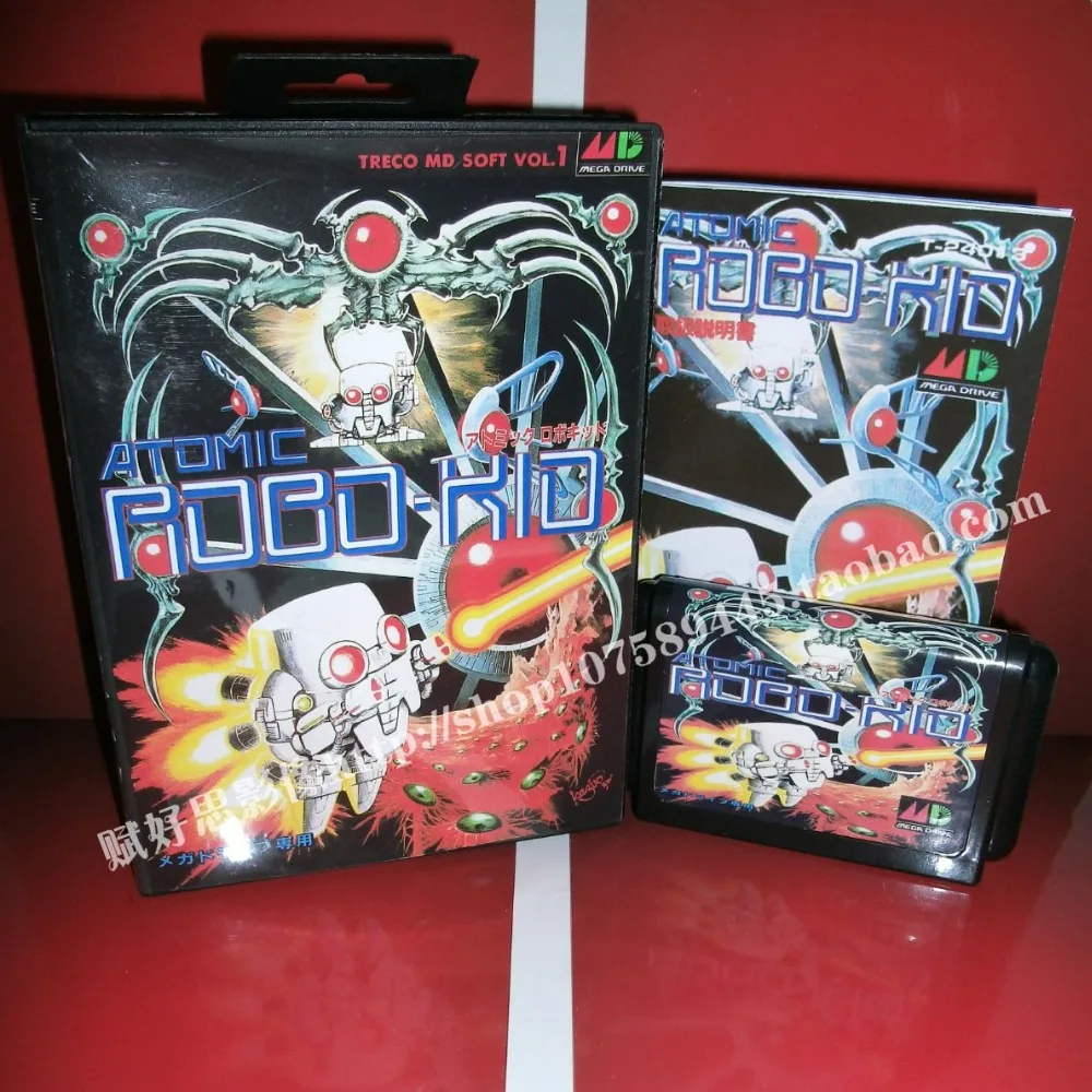 Sega MD game - Atomic robo-rio with Box and Manual for 16 bit Cartridge Megadrive Genesis system | Электроника