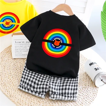 

HYLKIDHUOSE Baby Boys Clothes 2020 Summer Toddler Infant Clothing Sets Short Sleeve Rainbow T Shirt Shorts Children Costume