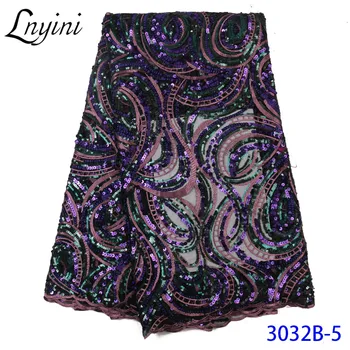 

Latest African Lace Sequins Fabric High Quality Sequence Lace Fabrics French Tulle Mesh Lace Fabrics for Party Wedding L3032B