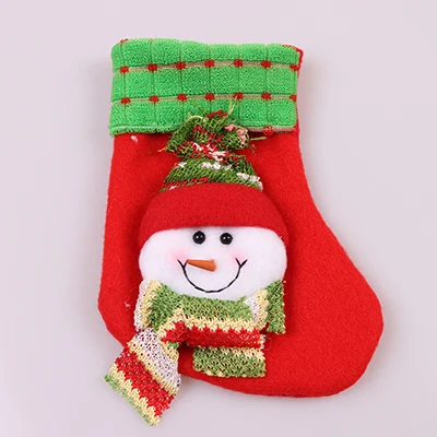 snowman2 Маленькие рождественские чулки; рождественские носки с Санта-Клаусом и снеговиком; рождественские носки для украшения на год; сумки для конфет с Санта-Клаусом; подарки на год - Цвет: snowman2