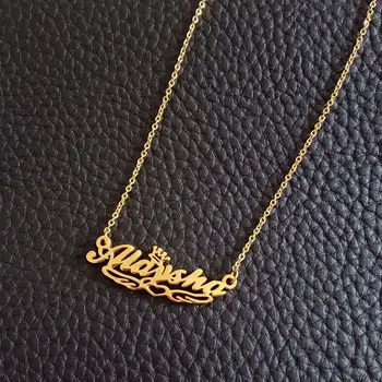 

Gold Color Stainless Steel Custom Name Necklace Crown Personalized Pendant Necklace Lover Women Friend Birthday Festival Gift
