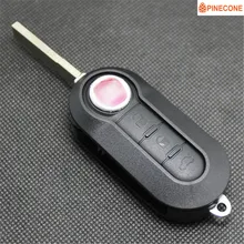 PINECONE чехол для автомобильного ключа FIAT 500 PANDA PUNTO BRAVO, 3 кнопки, не вырезанный латунный клинок, дистанционный ключ, чистый черный корпус из АБС-пластика, 1 шт
