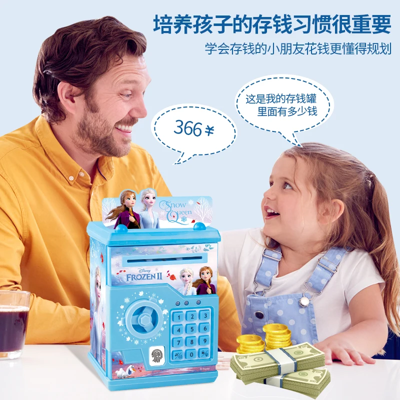Princess Pretend Toys Disney girls frozen 2 fingerprint piggy bank princess elsa Stitch password box storage box girl gift Creativity toy