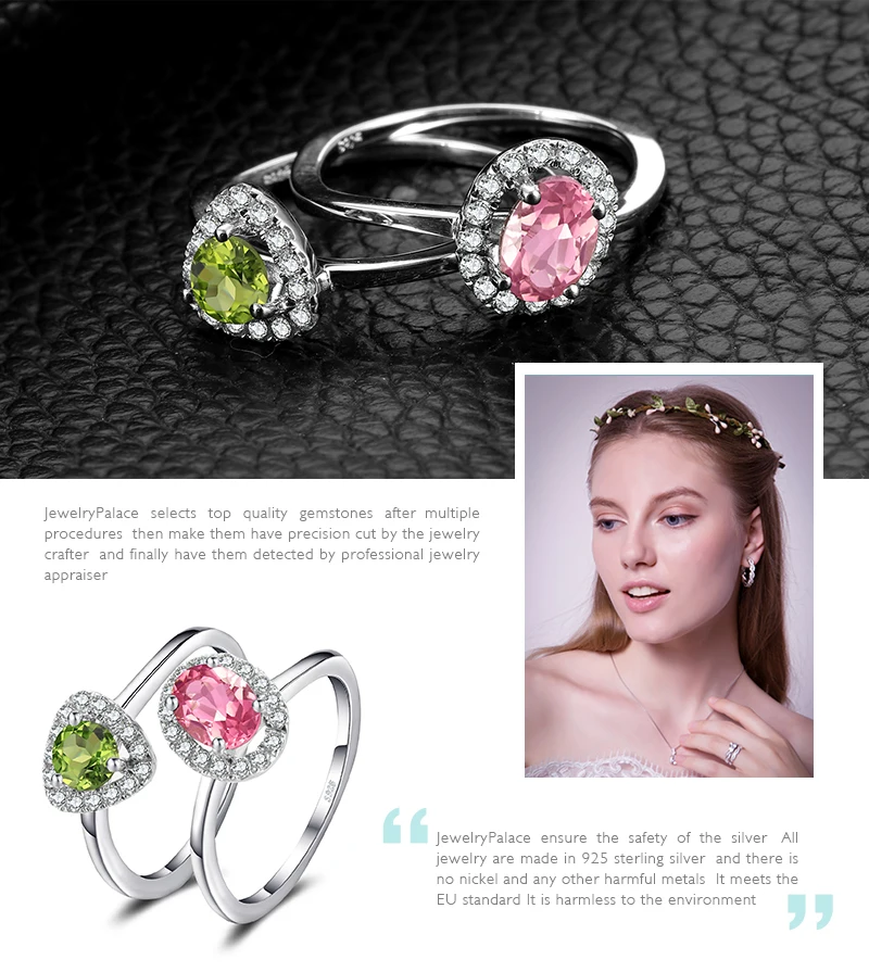 JewelryPalace модное разноцветное кольцо из натурального турмалина 925 пробы Серебряное кольцо для мамы и дочки