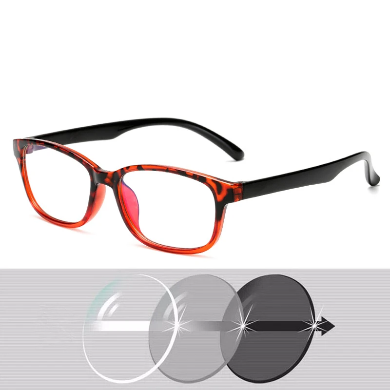 Square Hyperopia Diopter SPH 0 +0.5 +1 +1.5 +2 +2.5 +3 +3.5 +4 +4.5 +5 +6 Plastic Frame Photochromic Finished Reading Glasses