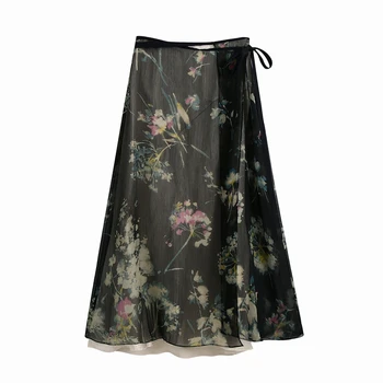 

Vintage Women Skirt Summer 2020 New Fashion Prints Chiffon Patchwork Modern Girl Long Skirts
