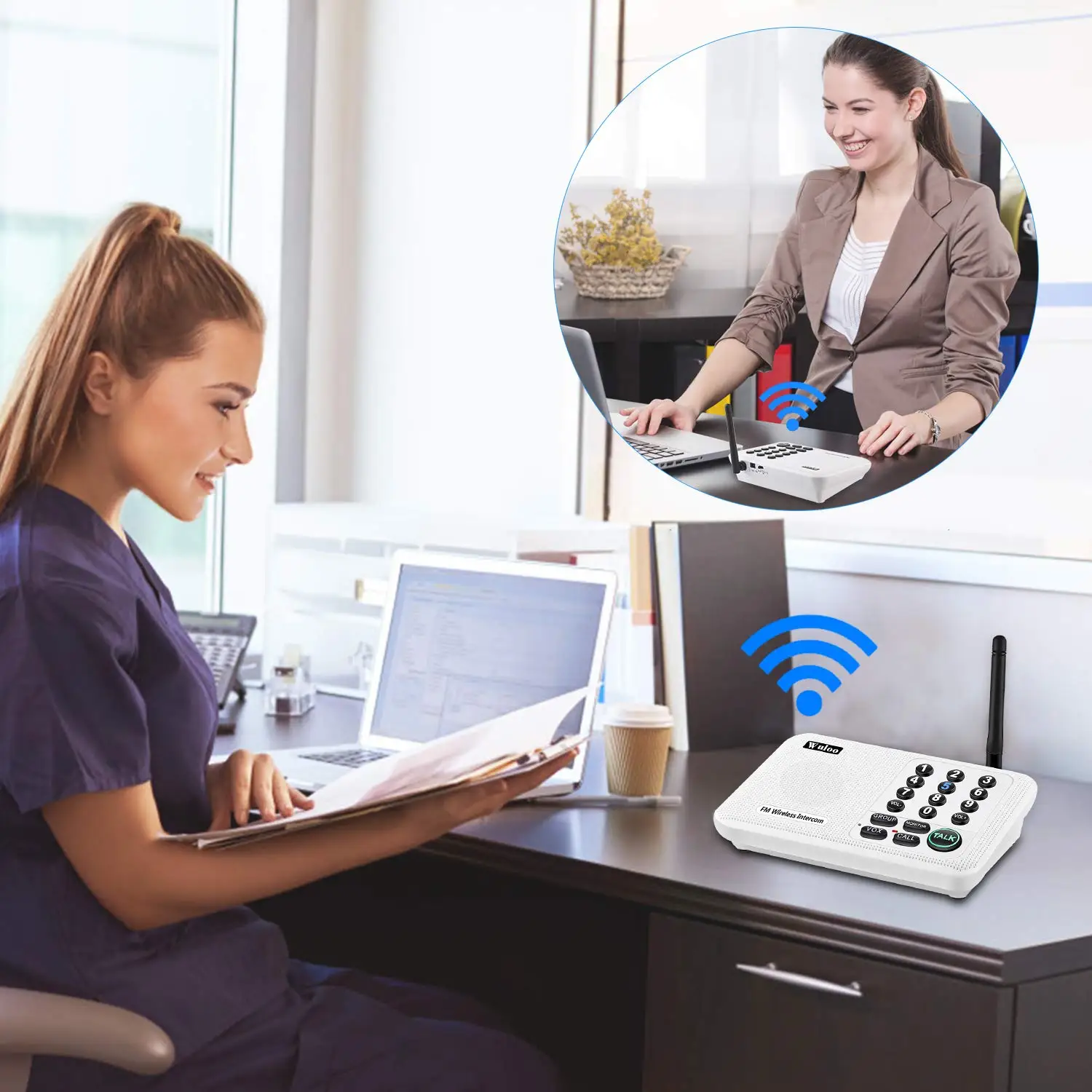 نظام اتصال داخلي منزلي لاسلكي من Wuloo لمكتب الأعم...