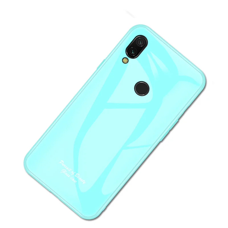 Redmi Note 7 Fahsion Macaron закаленное стекло крышка для Xiaomi Redmi Note 7 6," Силиконовый противоударный чехол корпус на Redmi Note 7 - Цвет: Sky Blue