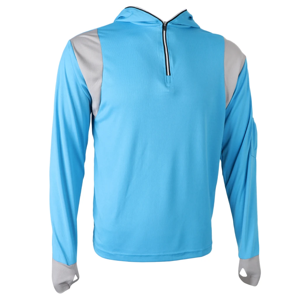 

Breathable Hoodies Shirts Ultra-Light Quick Dry Sun Protection Anti-UV Long Sleeve with Cap Blue