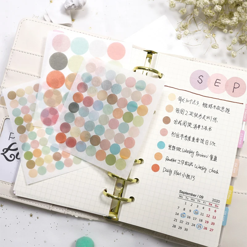 Morandi Round Label Stickers Basic Color Dots Journls and Planner Stickers Diary Index Mark Agenda S