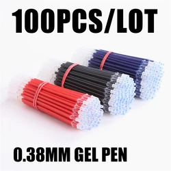 100 unids/lote de bolígrafo de Gel de 0,38mm, recarga de tinta, jeringa completa, suministros de estudio de oficina para estudiantes, silicona muy pegajosa, doble energía